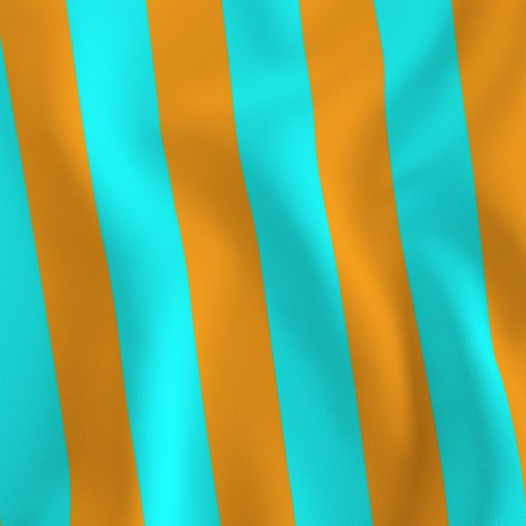 Bold Coastal Classic Aqua and Bright Orange Cabana Tent Stripe