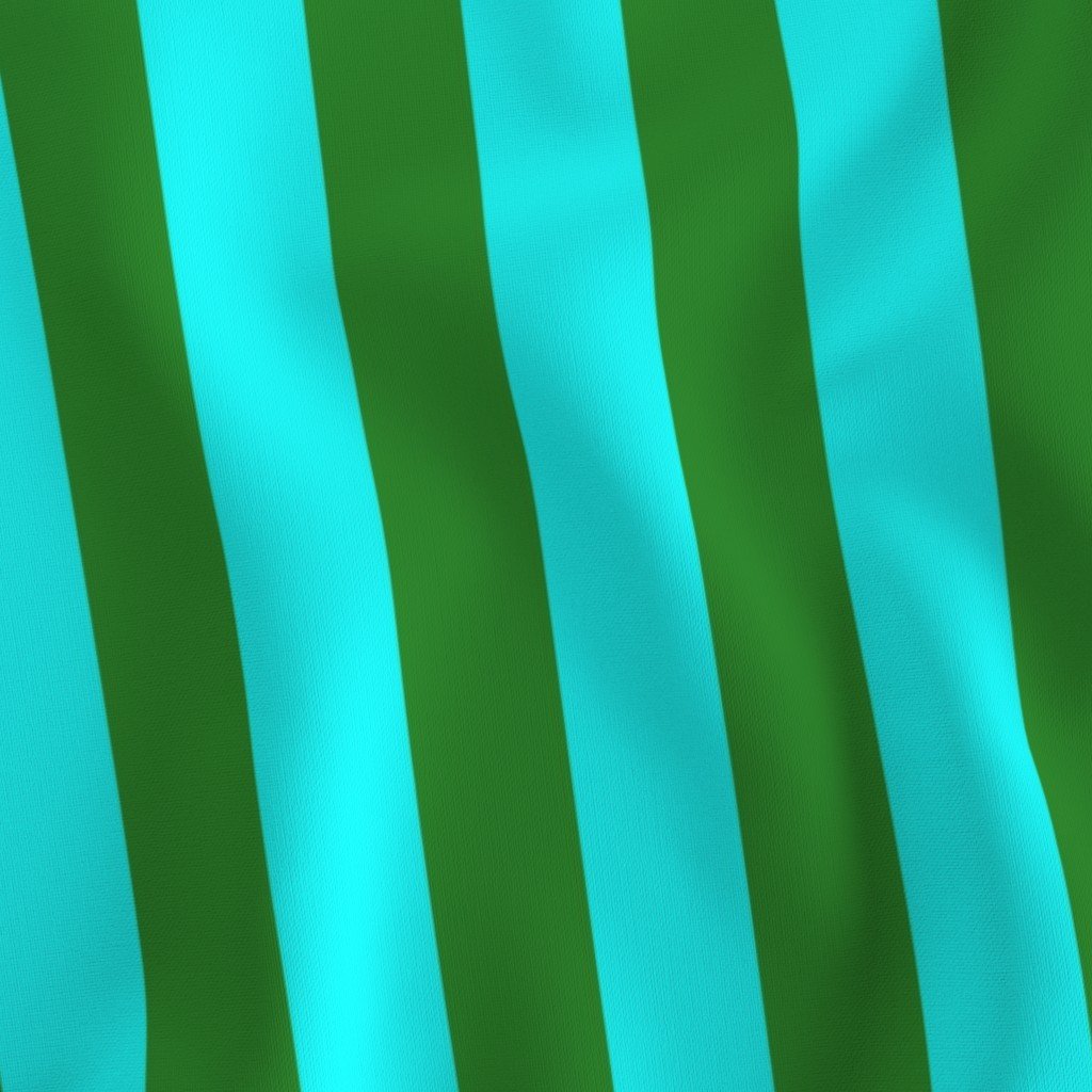 Bold Coastal Classic Aqua and Forest Green Cabana Tent Stripe