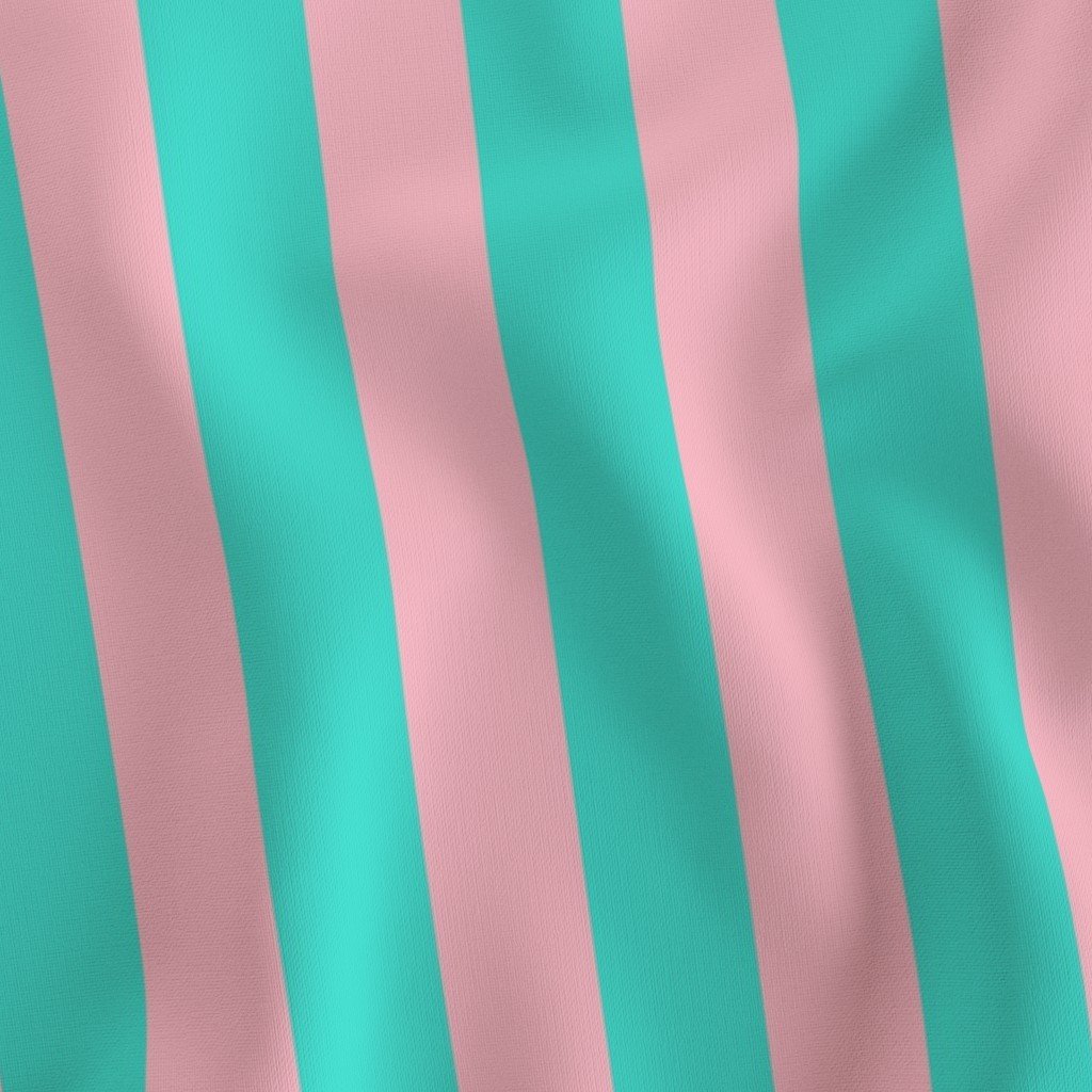 Bold Coastal Classic Turquoise and Pink Cabana Tent Stripe