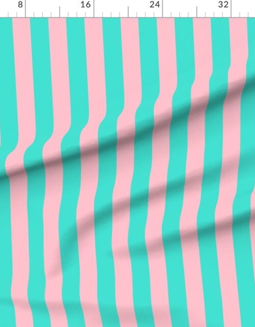 Bold Coastal Classic Turquoise and Pink Cabana Tent Stripe