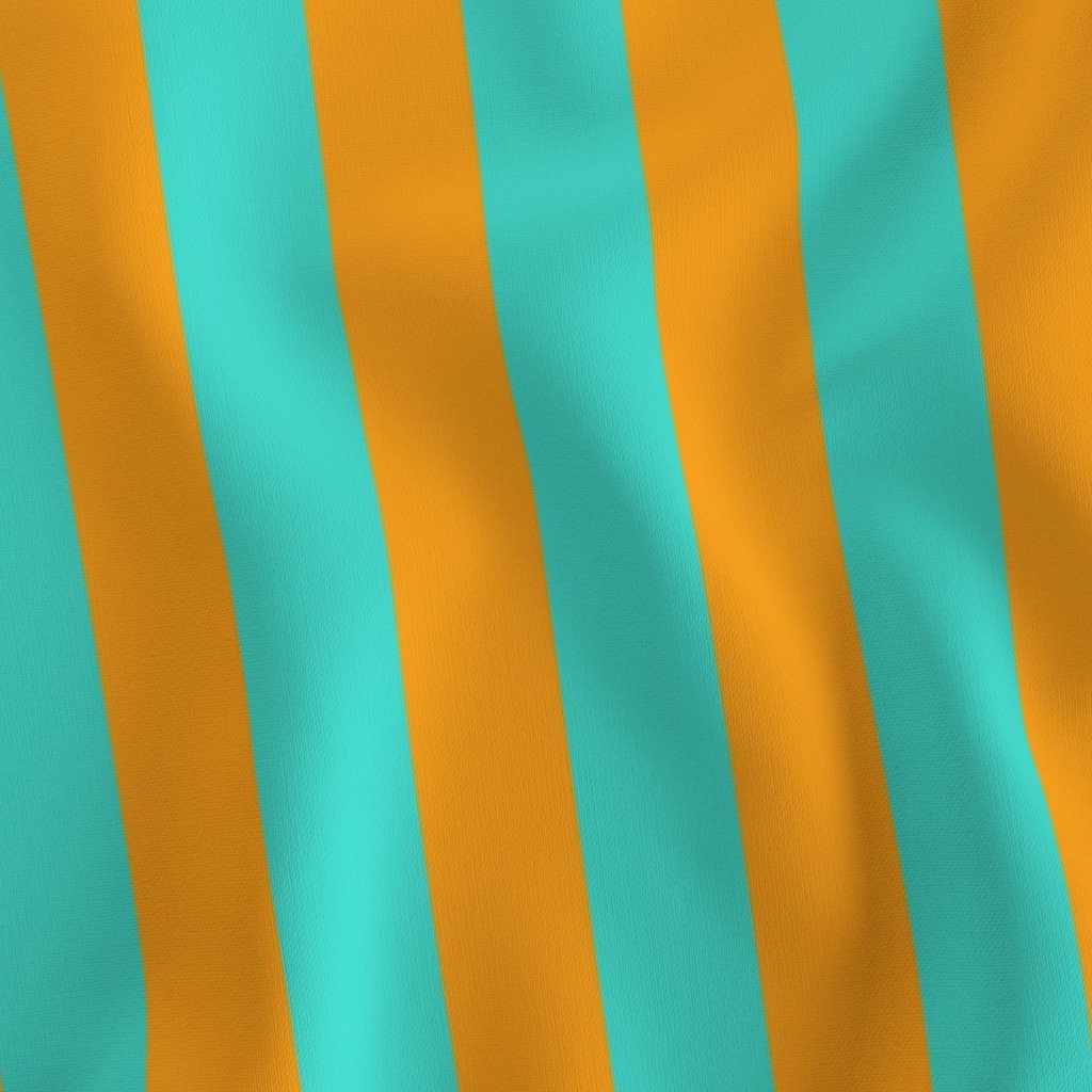 Bold Coastal Classic Turquoise and Bright Orange Cabana Tent Stripe