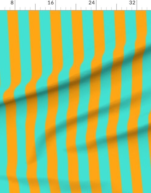 Bold Coastal Classic Turquoise and Bright Orange Cabana Tent Stripe