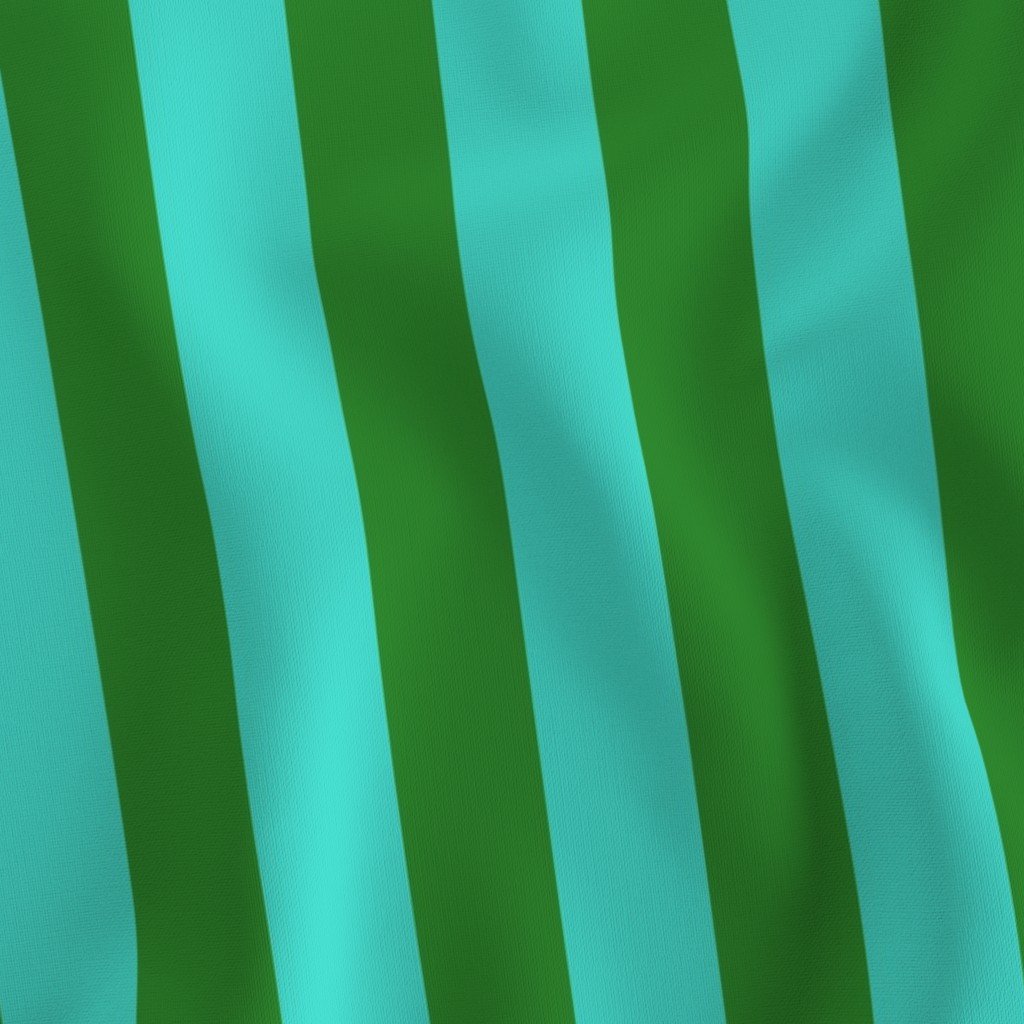 Bold Coastal Classic Turquoise and Forest Green Cabana Tent Stripe