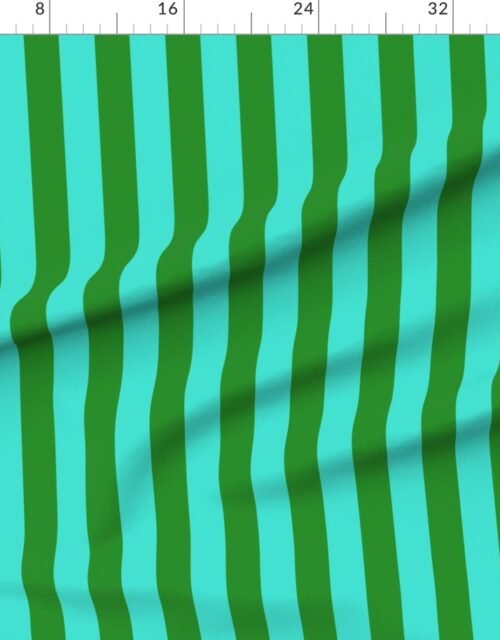 Bold Coastal Classic Turquoise and Forest Green Cabana Tent Stripe