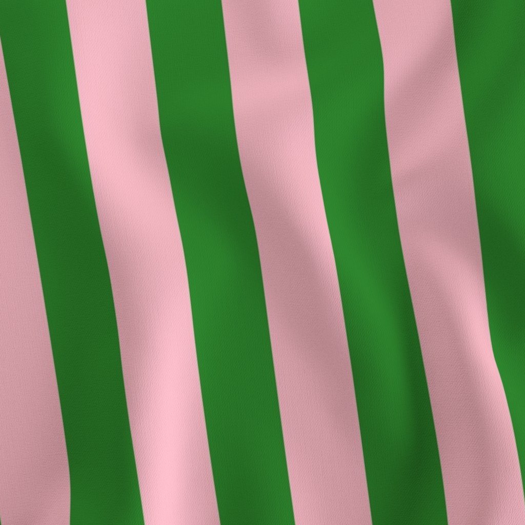 Bold Coastal Classic Pink and Forest Green Cabana Tent Stripe