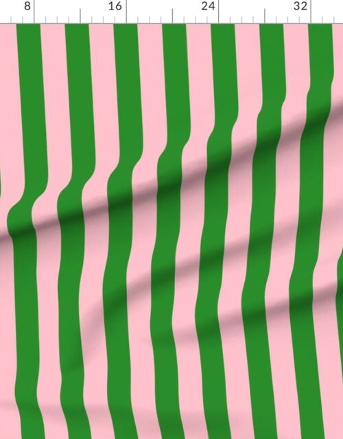 Bold Coastal Classic Pink and Forest Green Cabana Tent Stripe