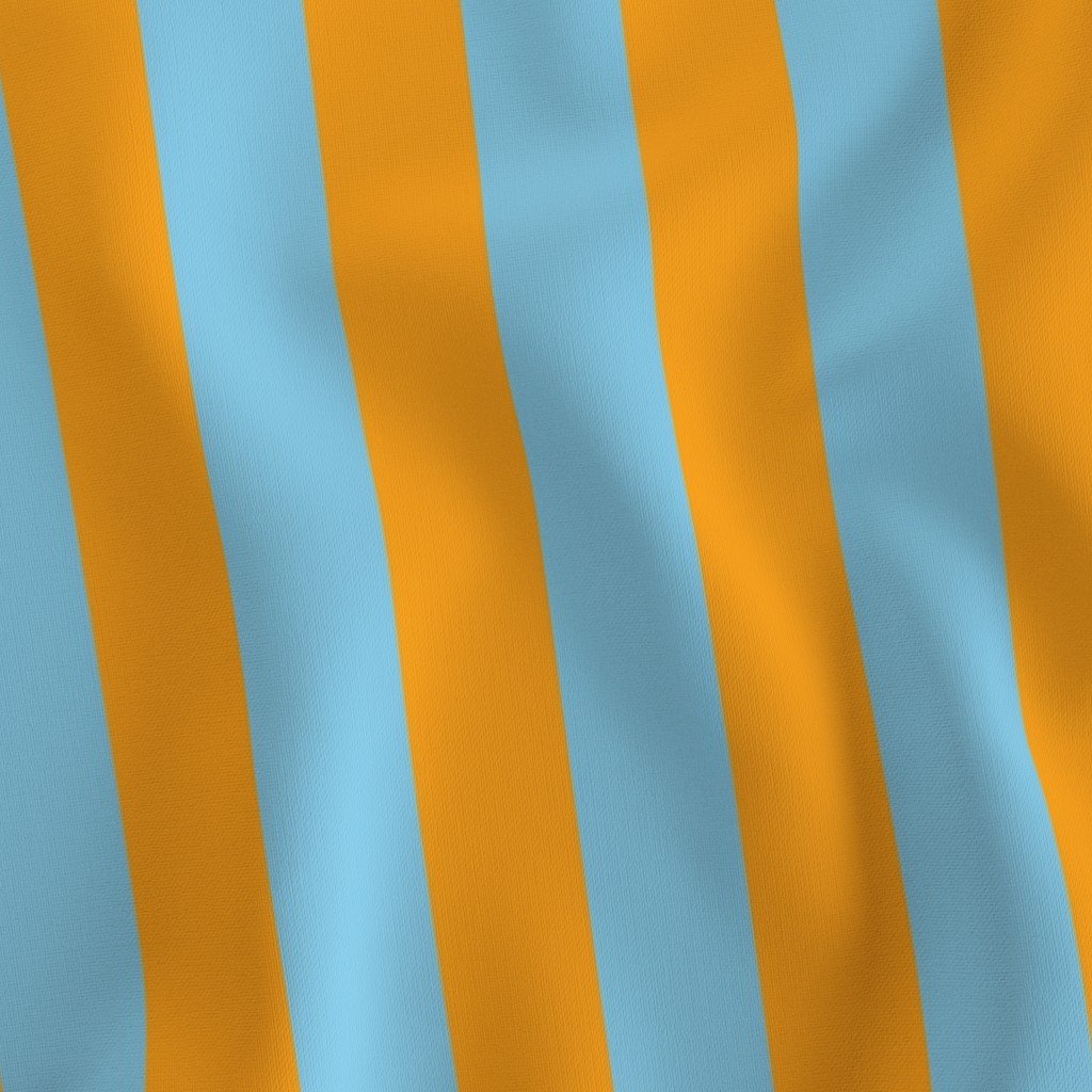 Bold Coastal Classic Sky Blue and Bright Orange Cabana Tent Stripe