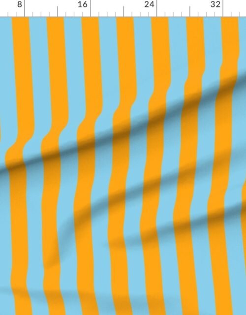 Bold Coastal Classic Sky Blue and Bright Orange Cabana Tent Stripe