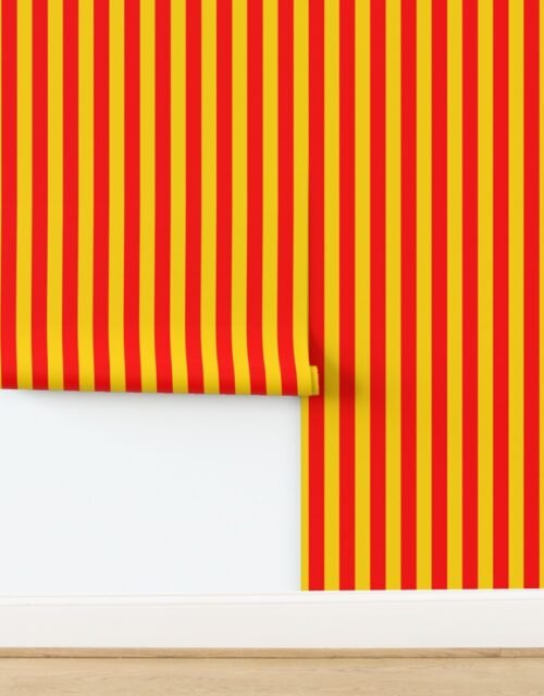 Bold Coastal Classic Red and Yellow Cabana Tent Stripe Wallpaper