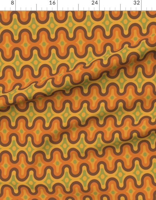 Geometric Waves in Burnt Orange and Avocado 70s Revival