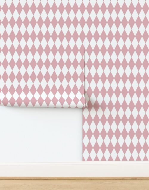 Christmas Rose Vintage Pink Christmas Harlequin Diamond Check 2 Inch Wallpaper