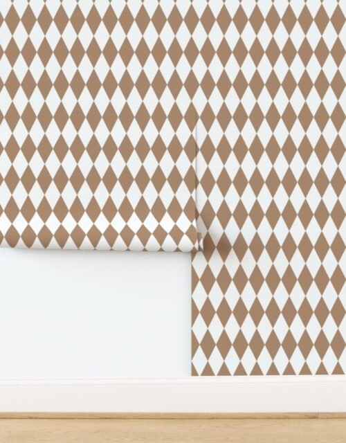 Reindeer Tan Soft Brown Christmas Harlequin Diamond Check 2 Inch Wallpaper