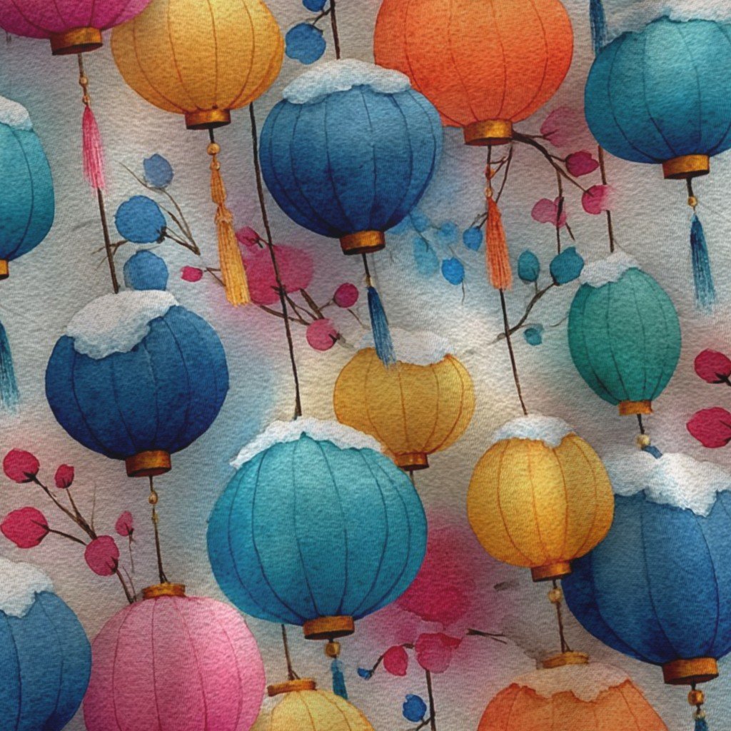 Christmas Watercolor Lanterns in Snow with Festive Winter Glow