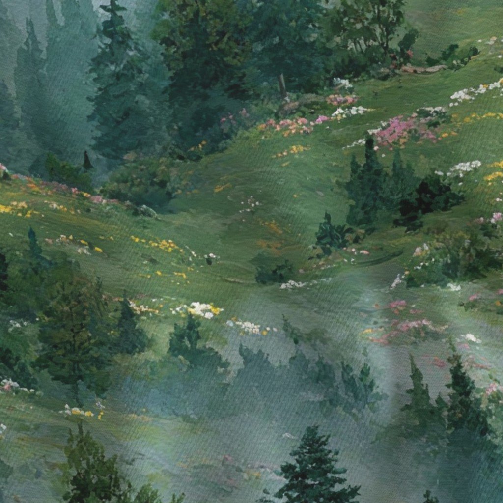 Olympic National Park Spring Watercolor Wildflower Landscape