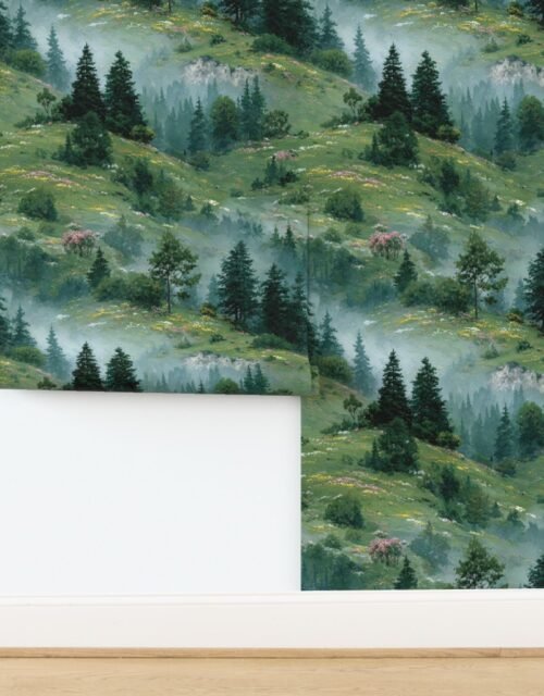 Olympic National Park Spring Watercolor Wildflower Landscape Wallpaper