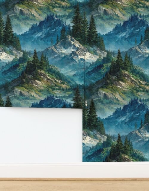 Olympic National Park Summer Watercolor Mountain Landscape Wallpaper