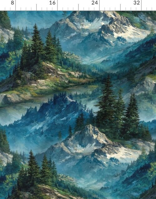 Olympic National Park Summer Watercolor Mountain Landscape