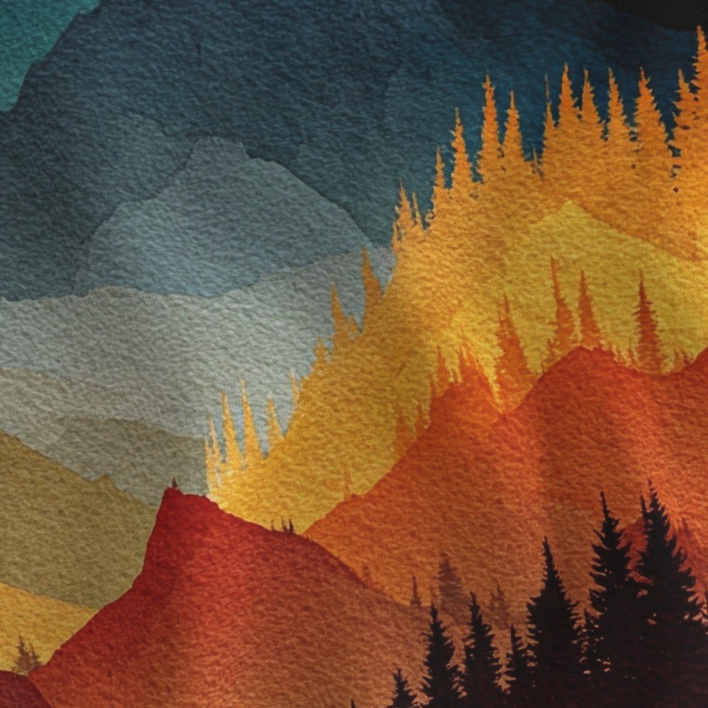 Olympic National Park Autumn Watercolor Forest Landscape