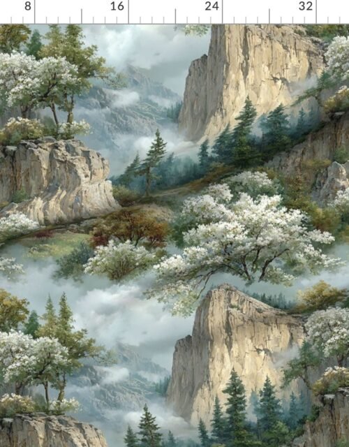 Yosemite National Park Spring Watercolor Granite Cliff Landscape