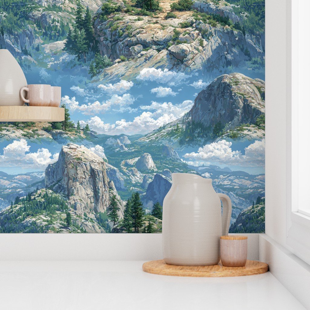 Yosemite National Park Summer Watercolor Scenic Landscape Wallpaper