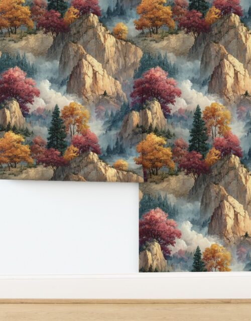 Yosemite National Park Autumn Watercolor Scenic Landscape Wallpaper