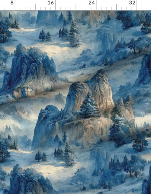 Yosemite National Park Winter Christmas Watercolor Scenic Landscape
