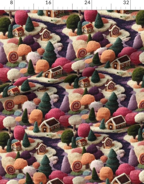 Fabric in Plum Dream Crocheted Candy Land Village