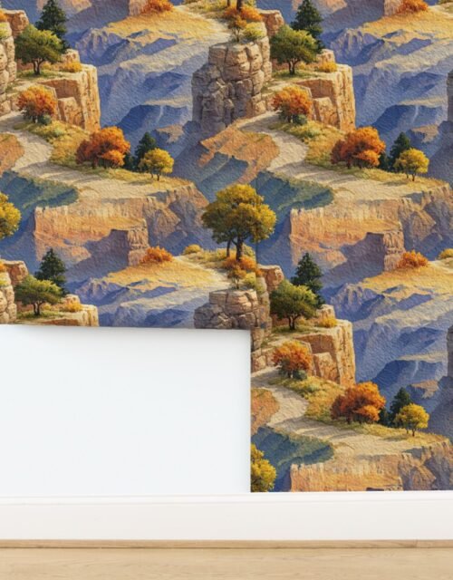 Autumn Glow Over the Grand Canyon Watercolor Landscape Wallpaper