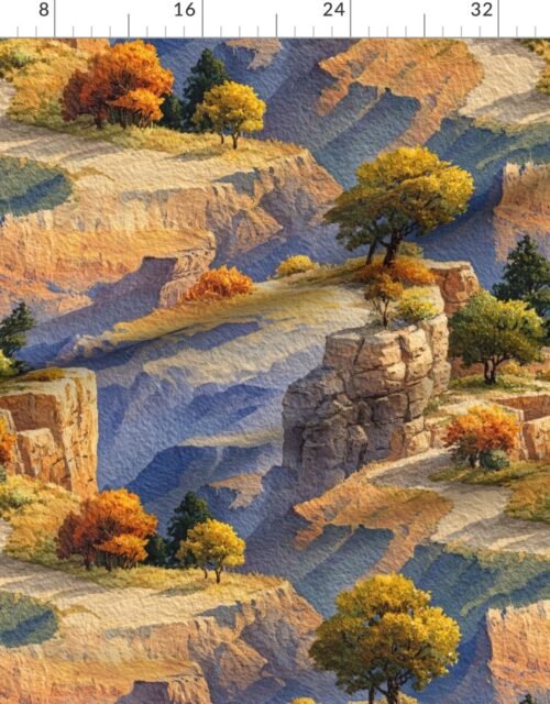 Autumn Glow Over the Grand Canyon Watercolor Landscape