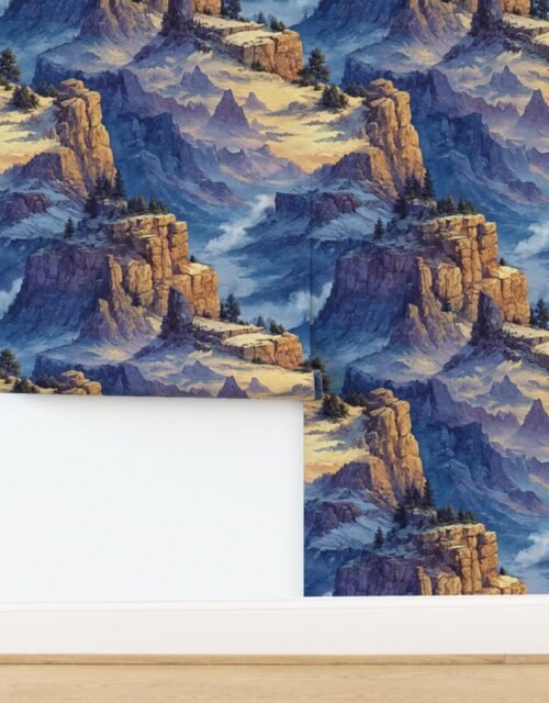 Winter Silence Over the Grand Canyon Watercolor Landscape Wallpaper