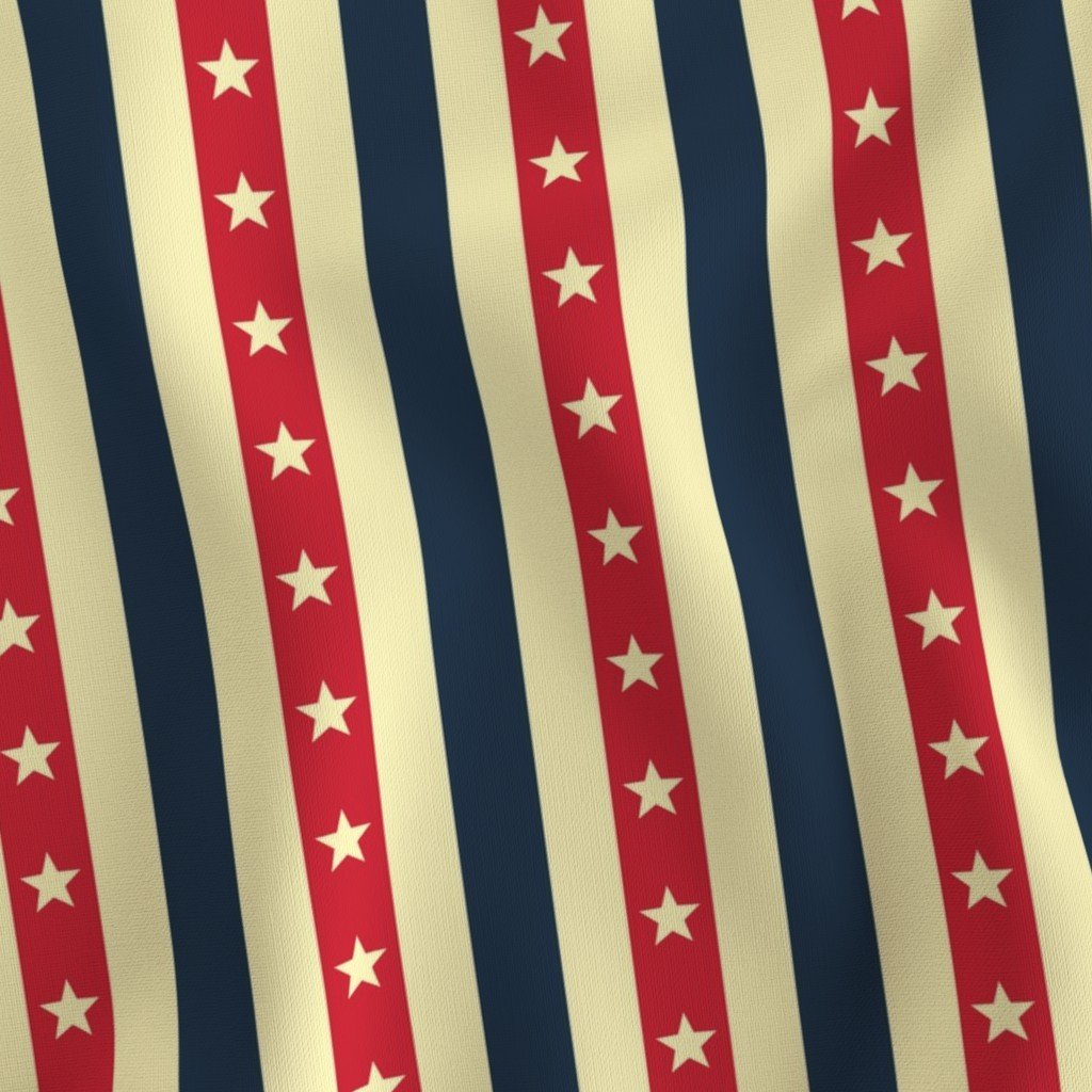 Vintage Worn Red White and Blue Flag Stripes with Stars