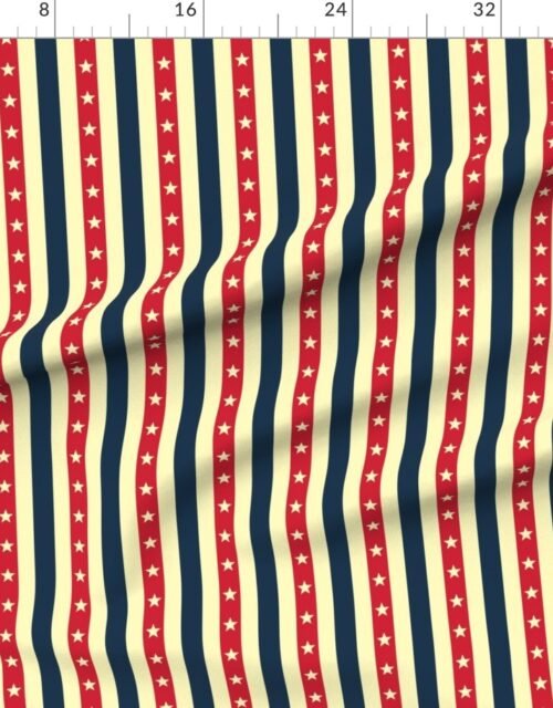 Vintage Worn Red White and Blue Flag Stripes with Stars