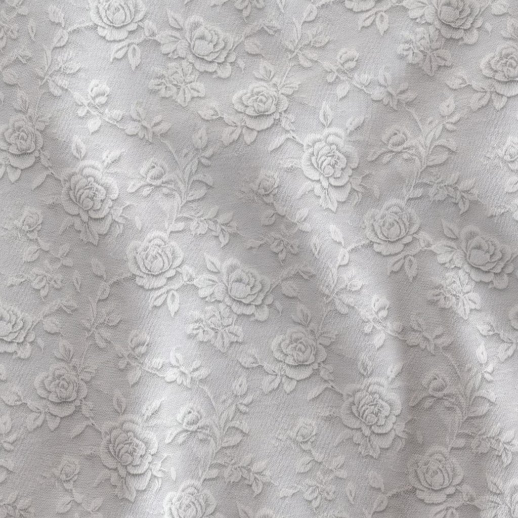 Vintage Lace Rose Floral Pattern in Soft White