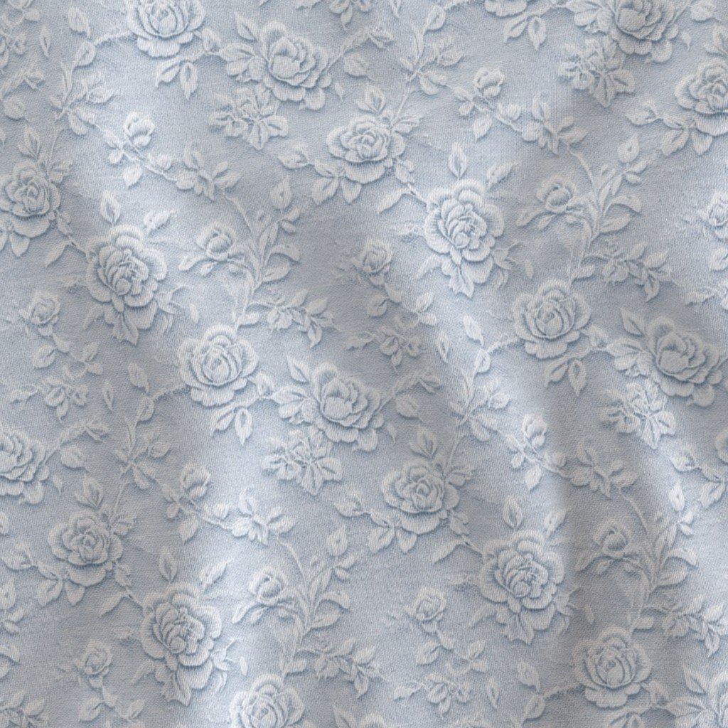 Vintage Lace Rose Floral Pattern in Dusty Blue
