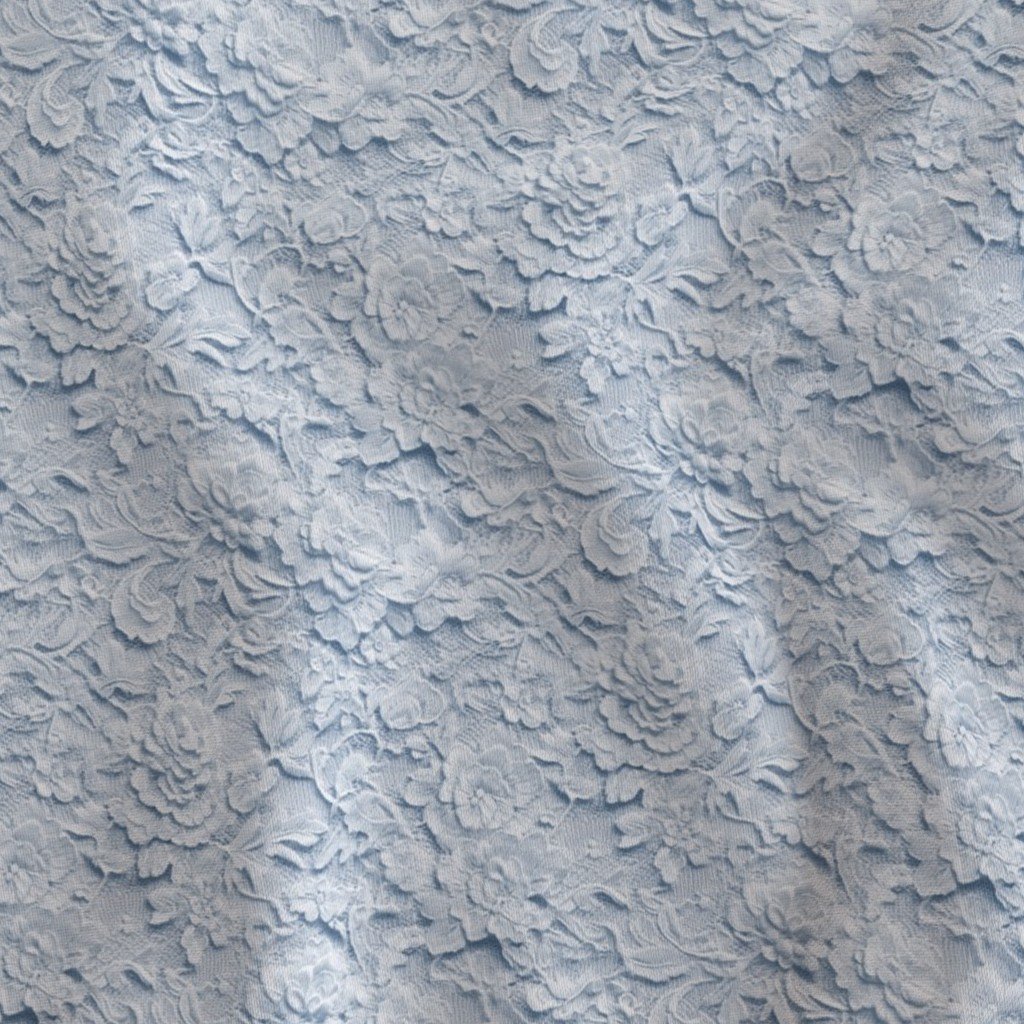 Alencon Lace Floral Pattern in Dusty Blue