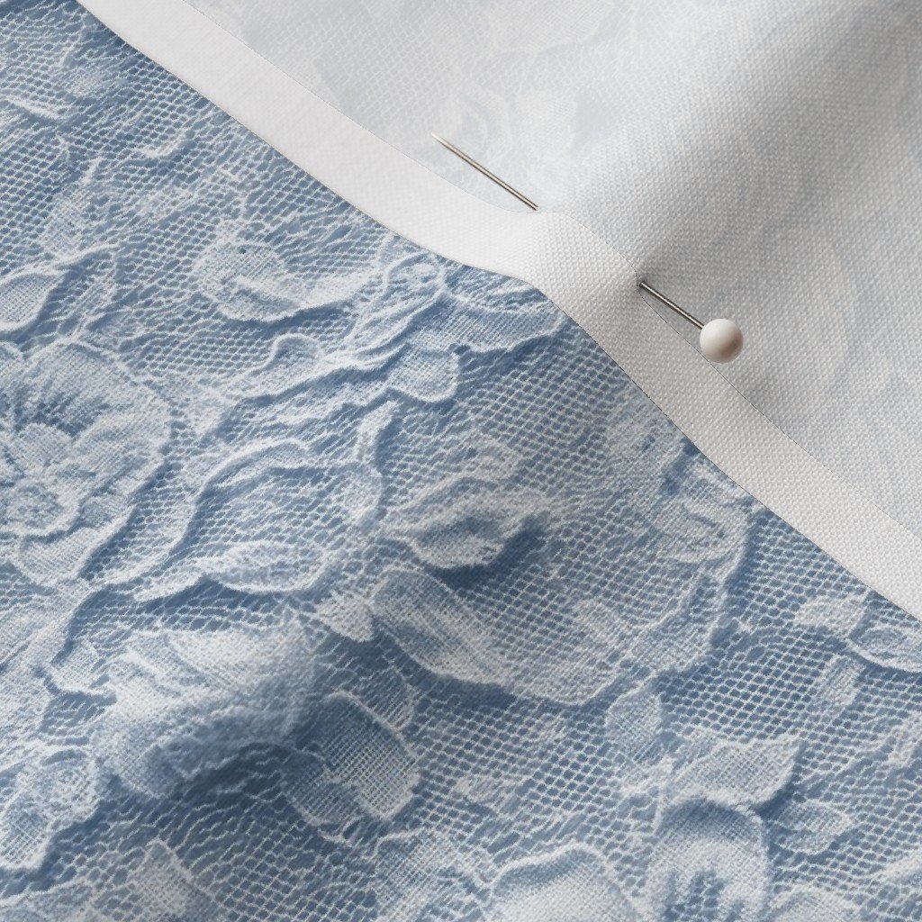 Eyelet Lace Floral Pattern in Dusty Blue Eyelet Lace Floral Pattern in Dusty Blue - Image 3