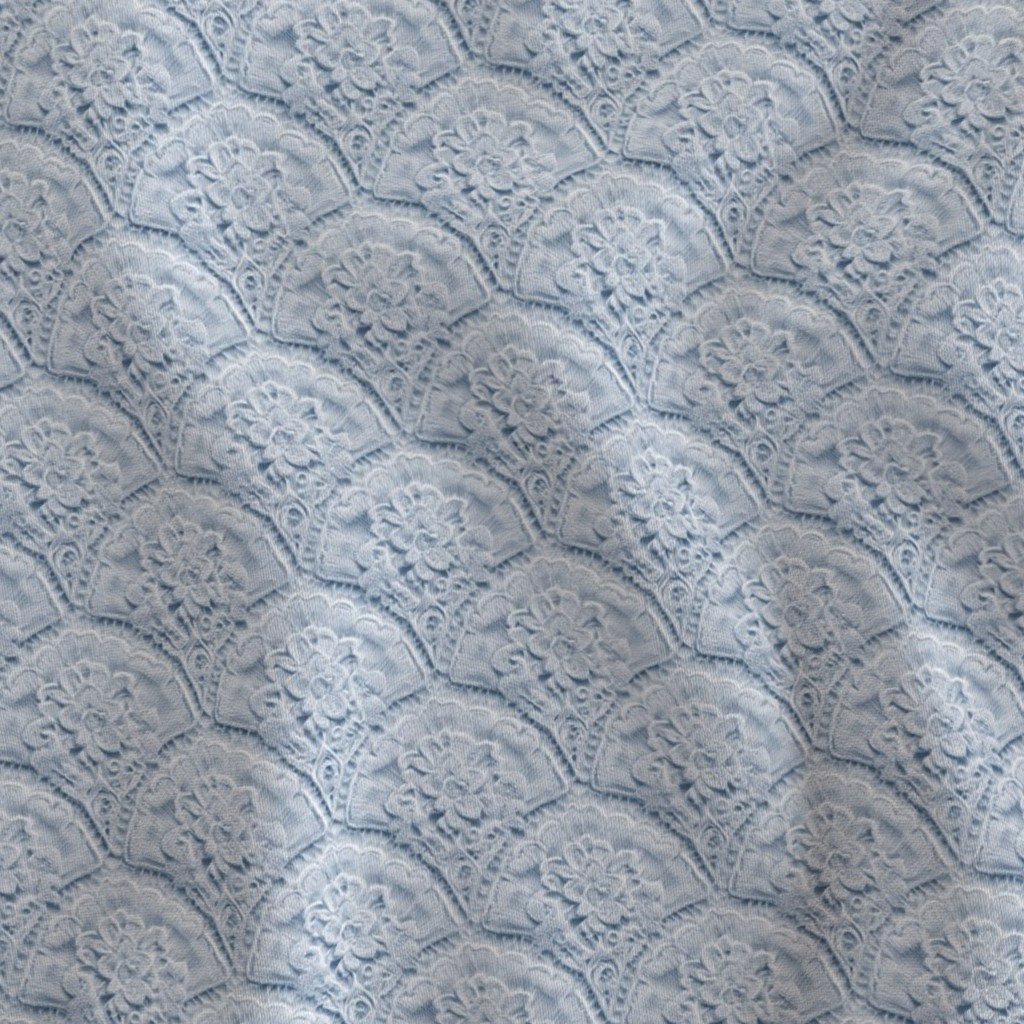 Scalloped Lace Floral Pattern in Dusty Blue