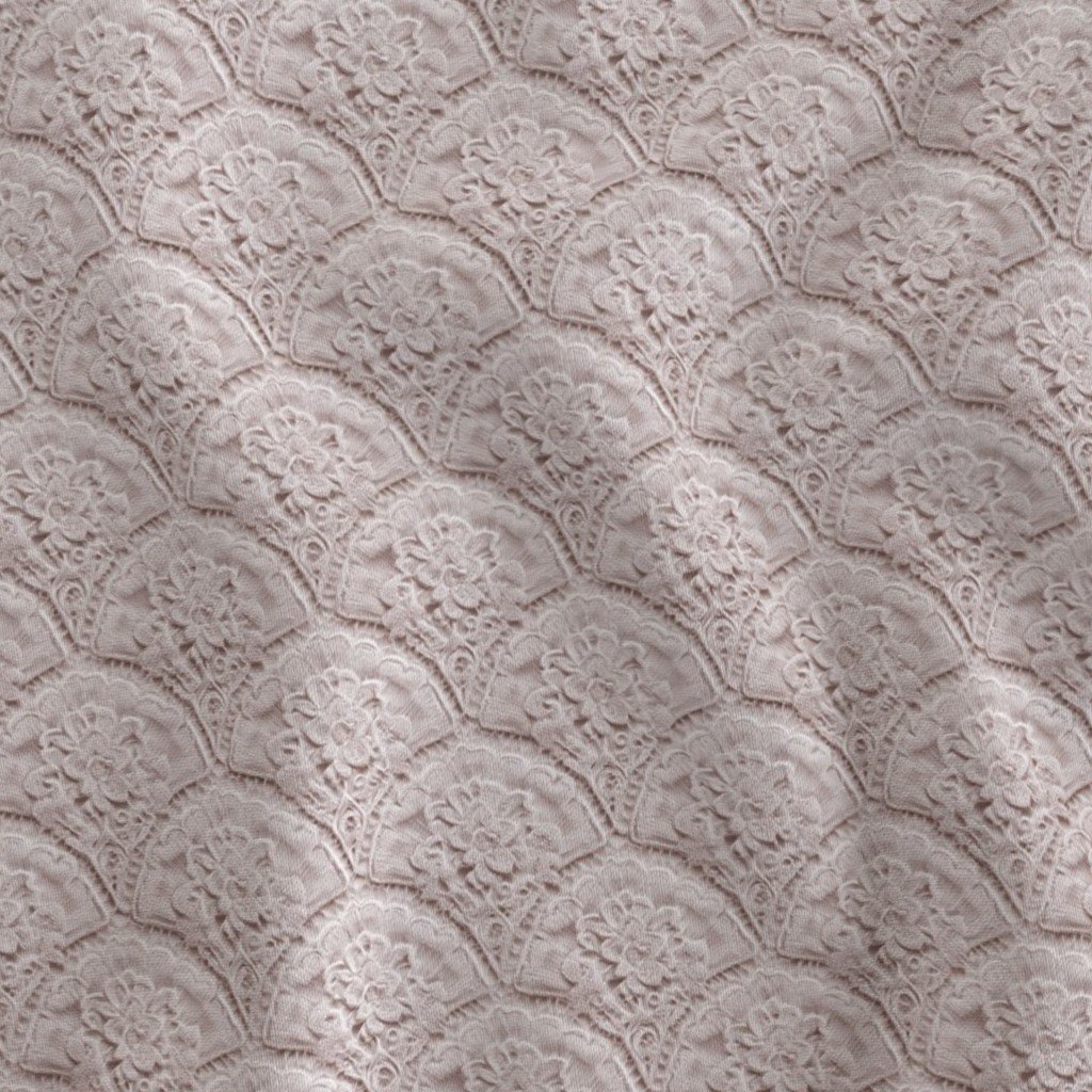 Scalloped Lace Floral Pattern in Warm Linen