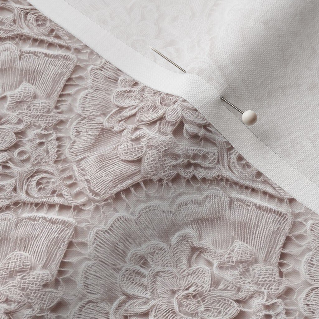 Scalloped Lace Floral Pattern in Warm Linen Scalloped Lace Floral Pattern in Warm Linen - Image 3
