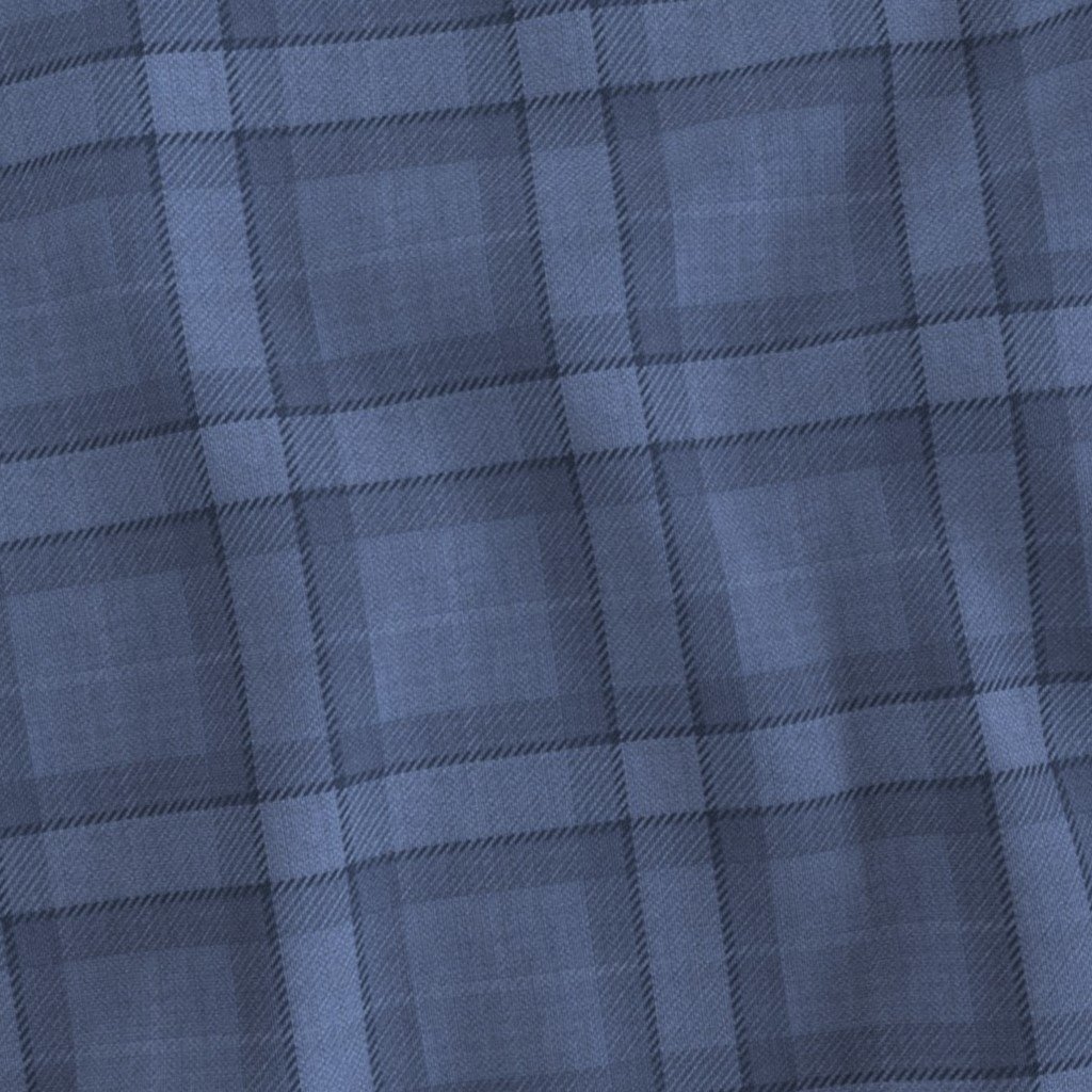 Denim Blue and Steel Gray Wool Texture Small Scale Tartan Plaid