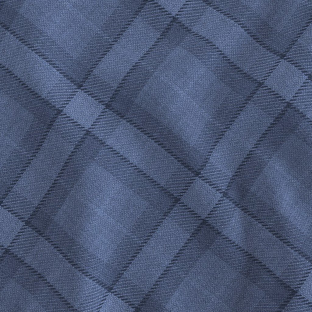 Denim Blue and Steel Gray Wool Texture Diagonal Tartan Plaid