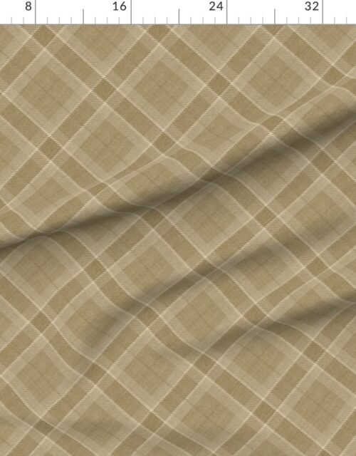 Warm Sand and Soft Taupe Wool Texture Diagonal Tartan Plaid