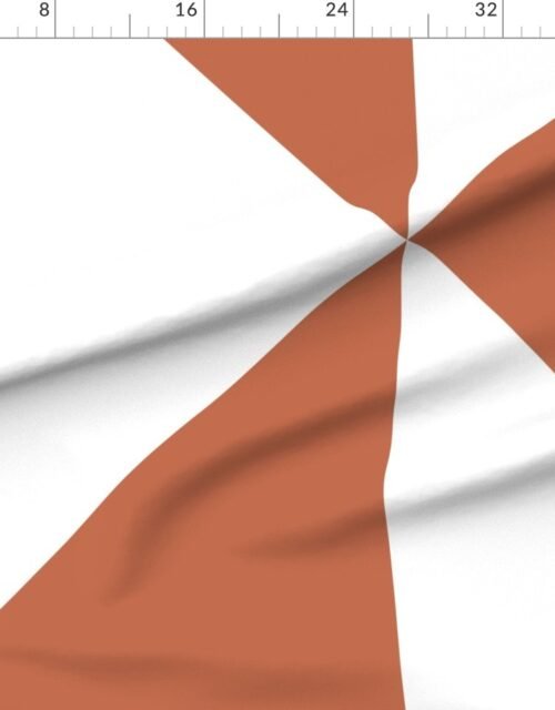 Fabric in Bold Terracotta and White Oversized Geometric Diamond