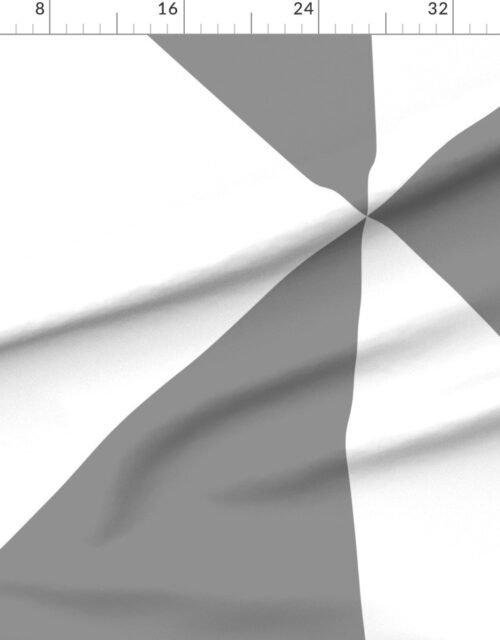 Fabric in Bold Mid Gray and White Oversized Geometric Diamond