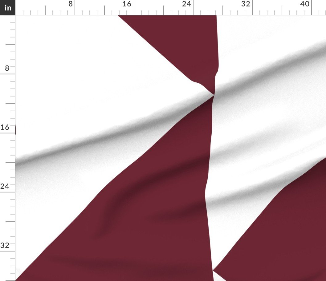 Fabric in Bold Deep Burgundy and White Oversized Geometric Triangle Fabric in Bold Deep Burgundy and White Oversized Geometric Triangle