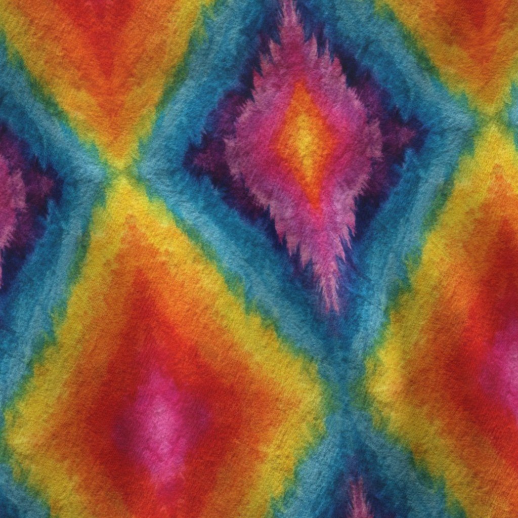 Vibrant Watercolor Diamond Ikat Pattern in Rainbow Colors Small Scale