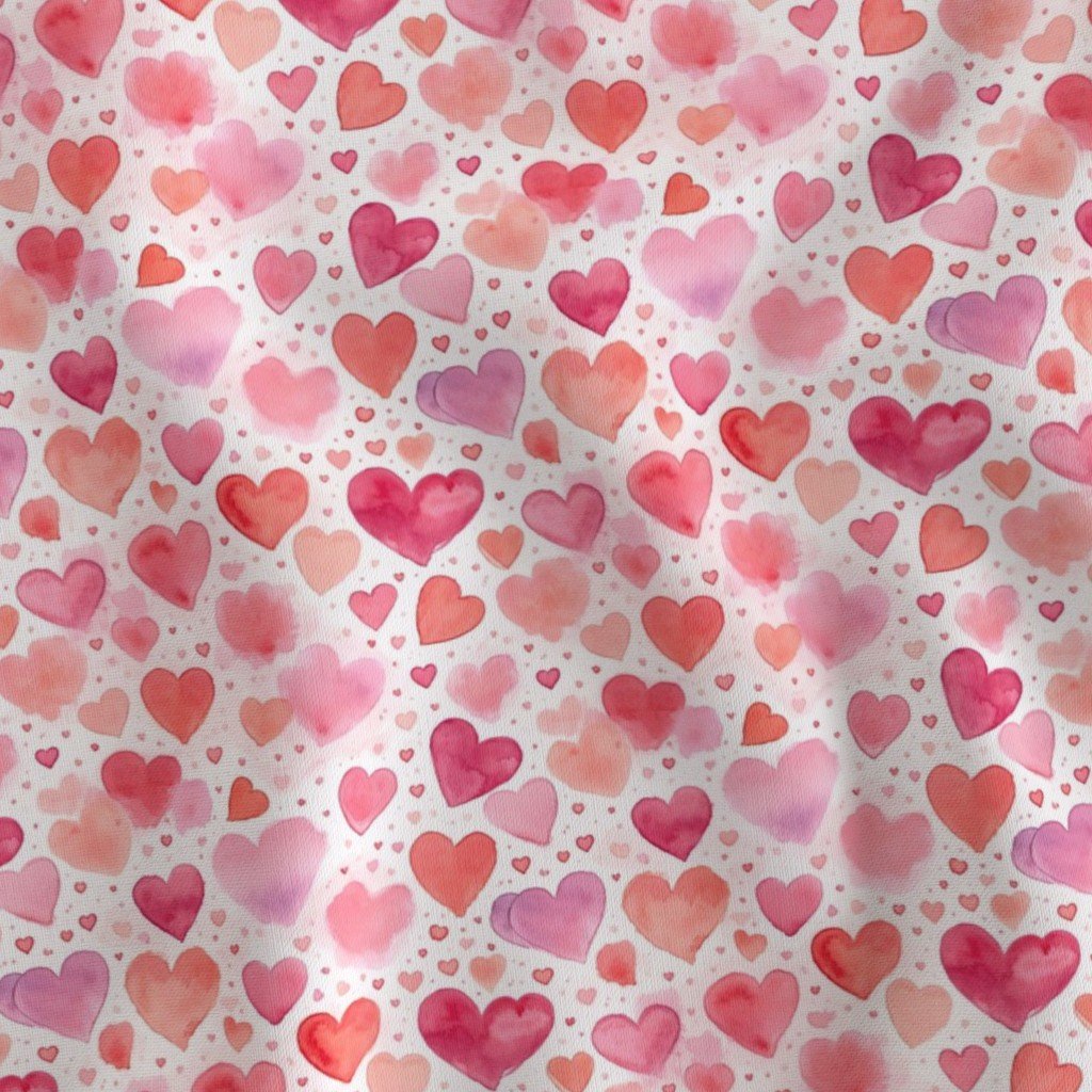 Watercolor Pink and Red Valentines Hearts Small Pattern