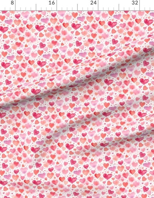 Watercolor Pink and Red Valentines Hearts Small Pattern