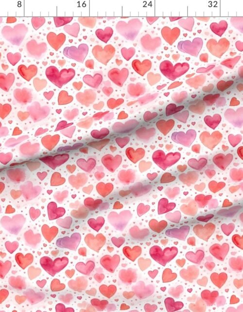 Watercolor Pink and Red Valentines Hearts Mini Pattern