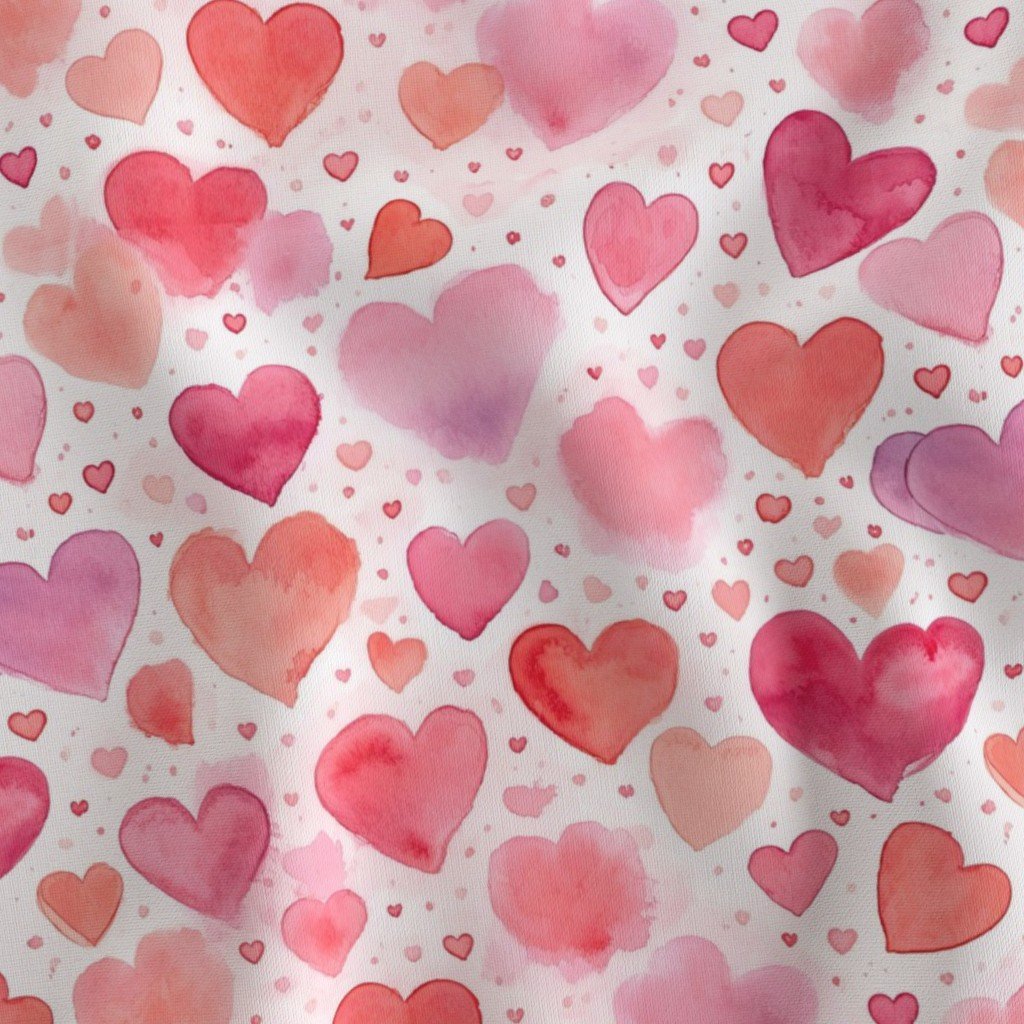 Watercolor Pink and Red Valentines Hearts Mini Pattern